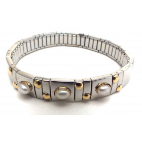 ELASTIC BRACELET stainless steel (surgical 316L) and gold...