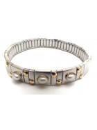 ELASTIC BRACELET stainless steel (surgical 316L) and gold 18 ct. and real pearls