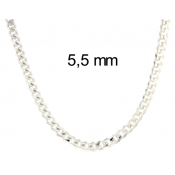 Curb Chain Necklace Silver Plated