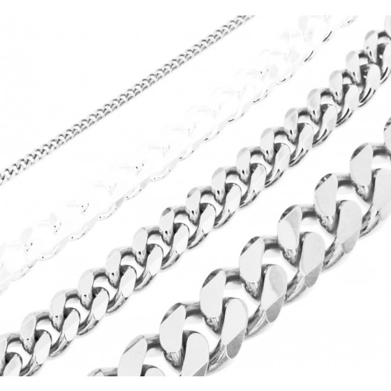 Curb Chain Necklace Silver Plated 5,5 mm 40 cm