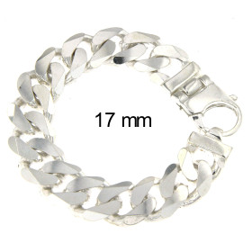 Pulsera cadena Grumetta Plata de ley 10 mm 18 cm
