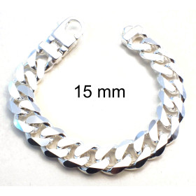 Bracelet Curb Chain Sterling Silver 15 mm 21 cm