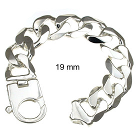 Pulsera cadena Grumetta Plata de ley 17 mm 18 cm