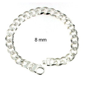 Pulsera cadena Grumetta Plata de ley 17 mm 18 cm