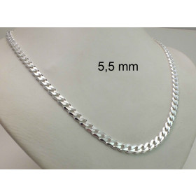 Collar cadena grumetta Plata de ley solida 17 mm 45 cm Collar cadena grumetta plata de ley solida
