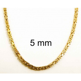 NKlaus Collana Uomo Donna Catana Bizantina Rotonda – Argento 925 Placcato Oro Giallo, Larghezza 3mm, Lunghezze 45-60 Cm
