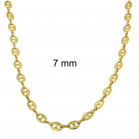 Kaffebohnenkette vergoldet Goldkette 3,7mm breit, 45cm lang