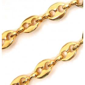 Kaffebohnenkette vergoldet Goldkette 10mm breit, 75cm lang Halskette Damen Herren