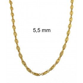 Necklace coffee bean Chain Gold Doublé 5,5 mm 65 cm