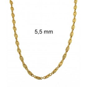 Necklace coffee bean Chain Gold Doublé 7 mm 60 cm