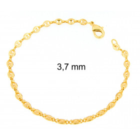 Bracciale Chicco di caffe placcato oro 5,5 mm 19 cm uomini donne