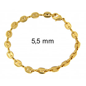 Bracciale Chicco di caffe placcato oro 5,5 mm 19 cm uomini donne