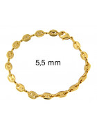 Bracciale Chicco di caffe placcato oro 5,5 mm 19 cm uomini donne