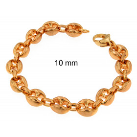 Kaffeebohnenarmband Gold Doublé 7 mm 23 cm Armband Kaffeebohnenkette Damen Herren Fußkettchen