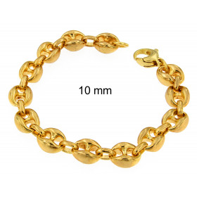 Bracelet Marina Coffee Bean Chain Gold Doublé 10 mm 23 cm Men Women