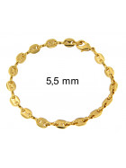 Bracelet Marina Coffee Bean Chain Gold Doublé 10 mm 23 cm Men Women