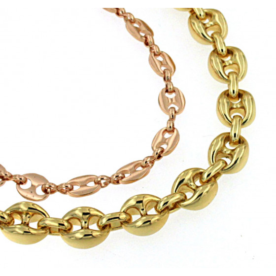 Pulsera grano de caf&eacute; oro rosa doubl&eacute; 5,5 mm 19 cm mujer hombre