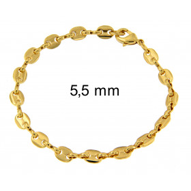 Pulsera grano de caf&eacute; oro rosa doubl&eacute; 5,5 mm 19 cm mujer hombre