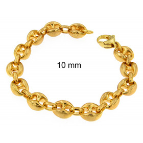 Pulsera grano de caf&eacute; oro rosa doubl&eacute; 5,5 mm 19 cm mujer hombre