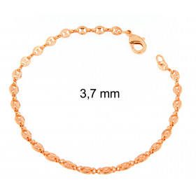 Pulsera grano de caf&eacute; oro rosa doubl&eacute; 5,5 mm 19 cm mujer hombre