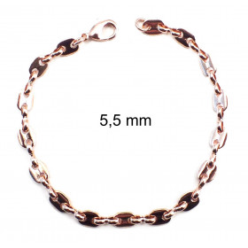 Pulsera grano de caf&eacute; oro rosa doubl&eacute; 5,5 mm 19 cm mujer hombre