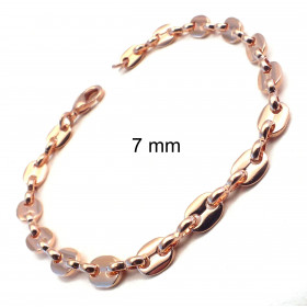 Pulsera grano de caf&eacute; oro rosa doubl&eacute; 5,5 mm 19 cm mujer hombre