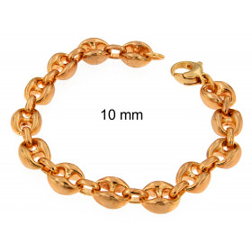 Pulsera grano de caf&eacute; oro rosa doubl&eacute; 5,5 mm 19 cm mujer hombre