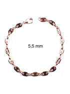 Pulsera grano de caf&eacute; oro rosa doubl&eacute; 5,5 mm 19 cm mujer hombre