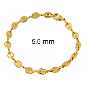 Bracelet Marina Coffee Bean Chain Rose Gold Doublé 7 mm 16 cm Men Women