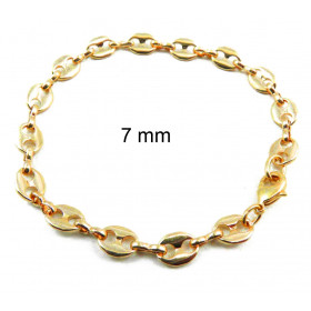 Kaffeebohnenarmband Rose-Gold Doublé 7 mm 23 cm Armband Kaffeebohnenkette Damen Herren Fußkettchen
