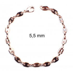Kaffeebohnenarmband Rose-Gold Doublé 7 mm 23 cm Armband Kaffeebohnenkette Damen Herren Fußkettchen