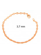 Kaffeebohnenarmband Rose-Gold Doublé 7 mm 23 cm Armband Kaffeebohnenkette Damen Herren Fußkettchen
