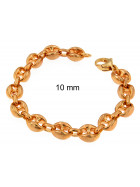 Kaffeebohnenarmband Rose-Gold Doublé 7 mm 23 cm Armband Kaffeebohnenkette Damen Herren Fußkettchen