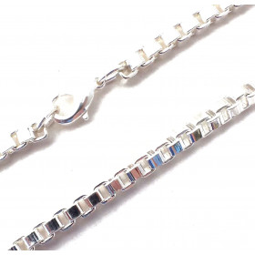 Necklace Venetian Box Chain Silver Plated 2,6 mm width, 40cm long Men Women