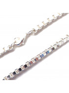 Necklace Venetian Box Chain Silver Plated 2,6 mm width, 40cm long Men Women