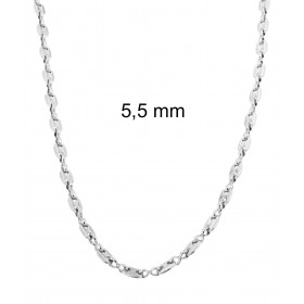 Necklace Coffee Bean Chain Silver Plated 5,5 mm 45 cm