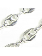 Collier chaine Grain de café plaqué argent 5,5 mm, 45cm