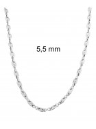 Collier chaine Grain de café plaqué argent 5,5 mm, 45cm