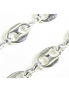 Necklace Coffee Bean Chain Silver Plated 7 mm 55 cm