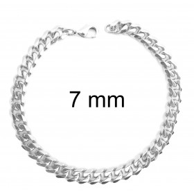 Bracelet gourmette plaqué argent 7 mm 16 cm bijoux pour homme et femme
