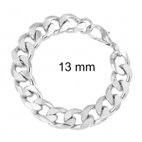 Curb Chain Bracelet Silver Plated 16,5 mm 20 cm Jewellery Men Women