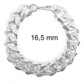 Bracciale grumetta placcato argento 16,5 mm 20 cm gioielli per uomini e donne