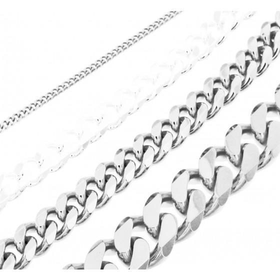 Curb Chain Necklace Silver Plated 3 mm 55 cm