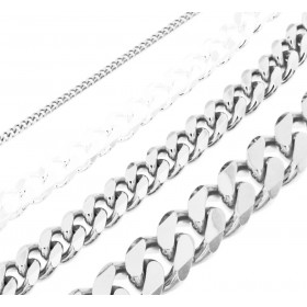 Curb Chain Necklace Silver Plated 3 mm 55 cm