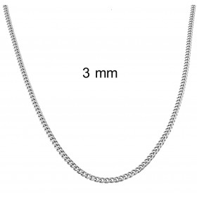 Curb Chain Necklace Silver Plated 3 mm 55 cm