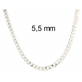 Curb Chain Necklace Silver Plated 3 mm 55 cm
