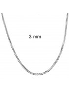 Curb Chain Necklace Silver Plated 3 mm 55 cm