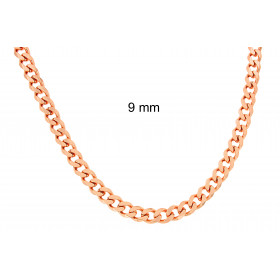 Collier chaine gourmette or rose doublé 9 mm 50 cm