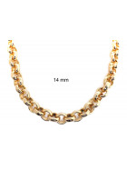 Erbskette Gold Doublé 14 mm breit, 60cm lang Halskette Damen Herren Anhängerkette