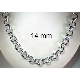 Collier chaine Jaseron plaqué argent 7 mm 40 cm